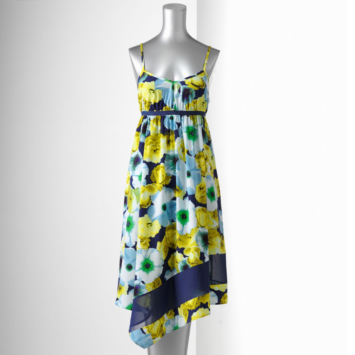 Floral Handkerchief Hem Dress